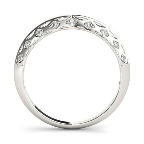 Platinum Marquise Diamond Openwork Band with Pave Setting