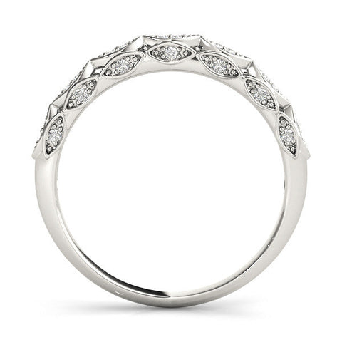 Platinum Marquise Diamond Pave Eternity Band with Bezel Setting