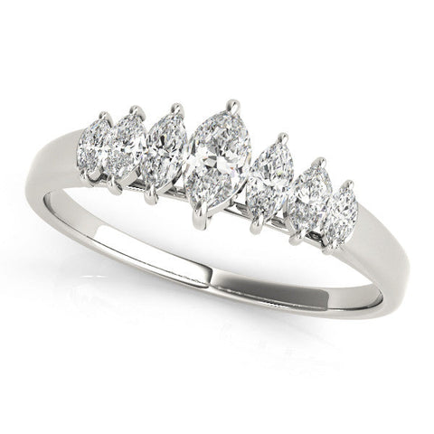 Platinum Marquise Diamond Prong Set White Gold Band