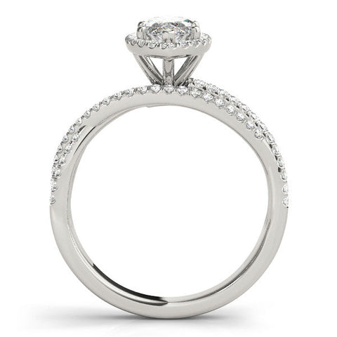 Platinum Marquise Halo Split-Shank Diamond Ring with Prong Setting
