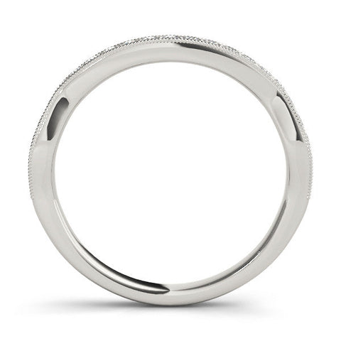 Platinum Milgrain Channel-Set Round Diamond Contour Band