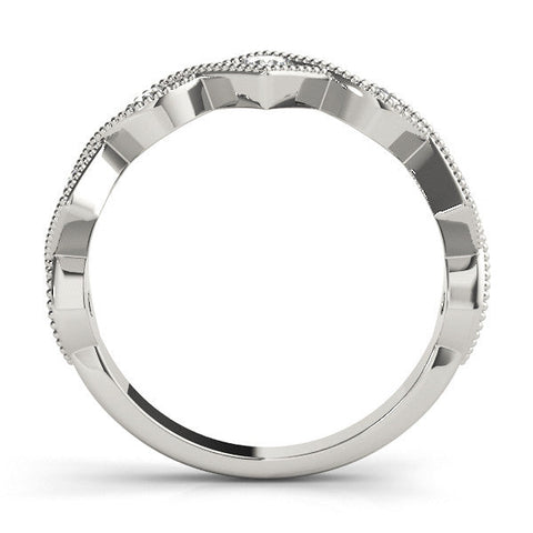 Platinum Milgrain Diamond Marquise and Square Band with Bezel Setting