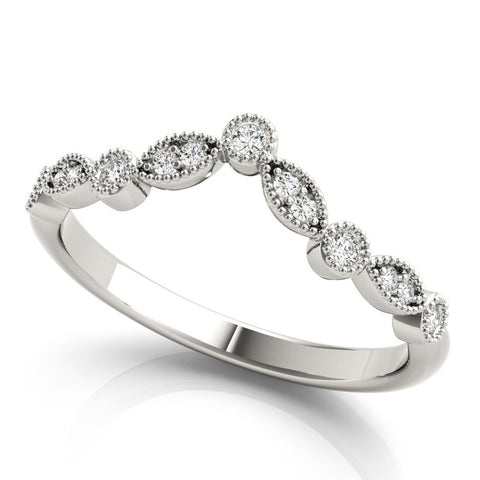 Platinum Milgrain Marquise and Round Diamond Half Eternity Band
