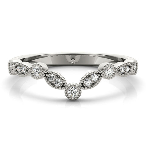 Platinum Milgrain Marquise and Round Diamond Half Eternity Band