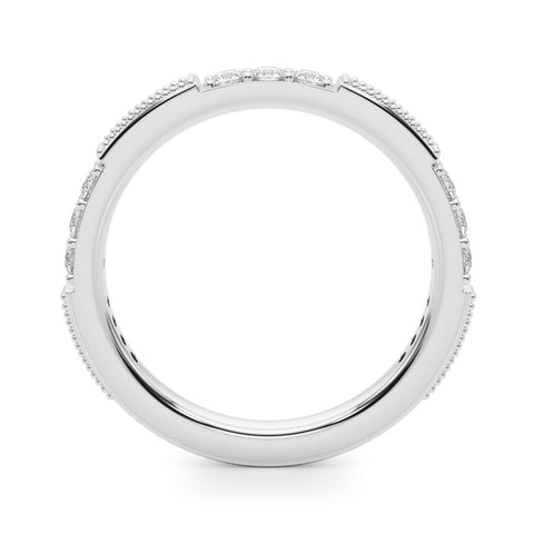 Platinum Milgrain Round Diamond Pavé Channel Set White Gold Band