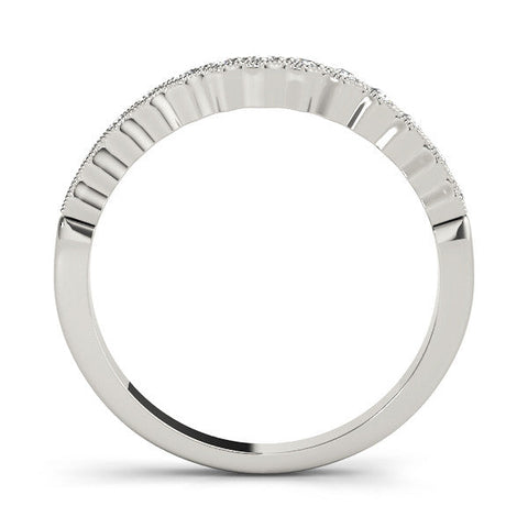 Platinum Milgrain Round Diamond Scalloped Eternity Band
