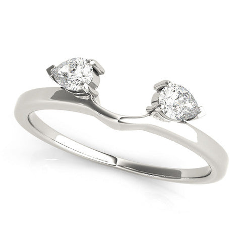 Platinum Open Band Pear Cut Prong Set Diamond Ring