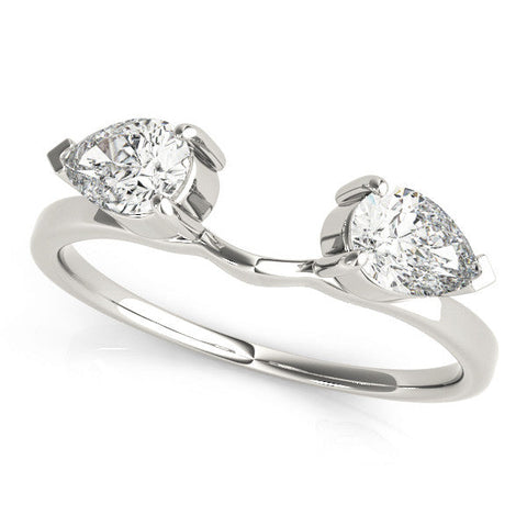 Platinum Open Pear-Cut Diamond Bypass Ring with Prong Setting