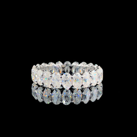 Platinum Oval Cut Diamond Eternity Band with Shared Prong Setting
