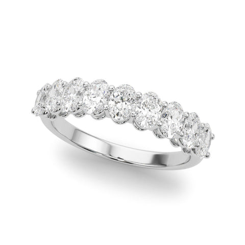 Platinum Oval Diamond Prong-Set Eternity Band