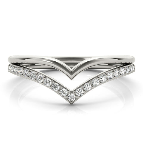 White gold Pavé Round Diamond Chevron Band with Channel Setting