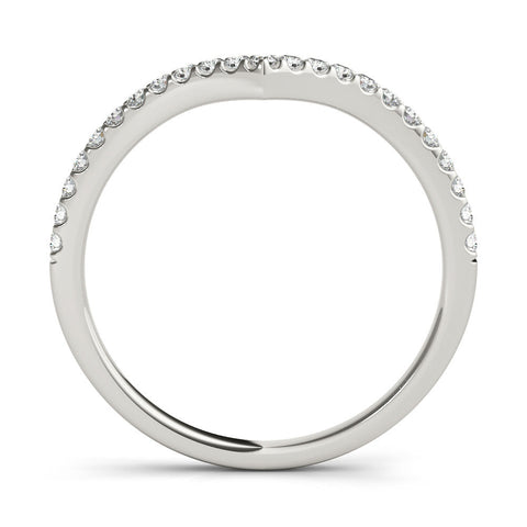 White gold Pavé Round Diamond Chevron Band with Shared Prong Setting