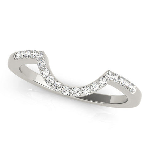 White gold Pavé Round Diamond Contour Band with Prong Setting