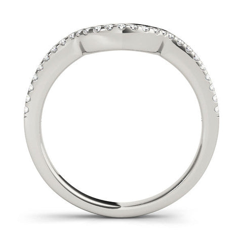 White gold Pavé Round Diamond Contour Band with Shared Prong Setting