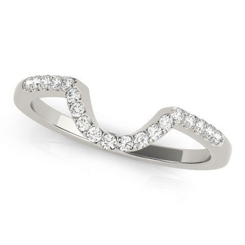 White gold Pavé Round Diamond Contour Band with U-Prong Setting