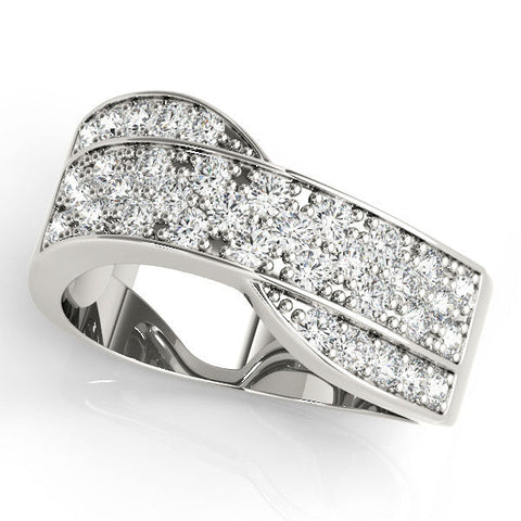 Platinum Pavé Round Diamond Crossover Band with Bead Prong Setting
