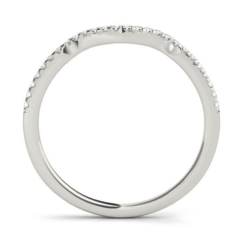 White gold Pavé Round Diamond Curved Band with Micro Prong Setting