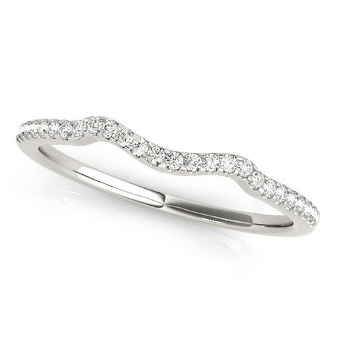 White gold Pavé Round Diamond Curved Band with Micro Prong Setting