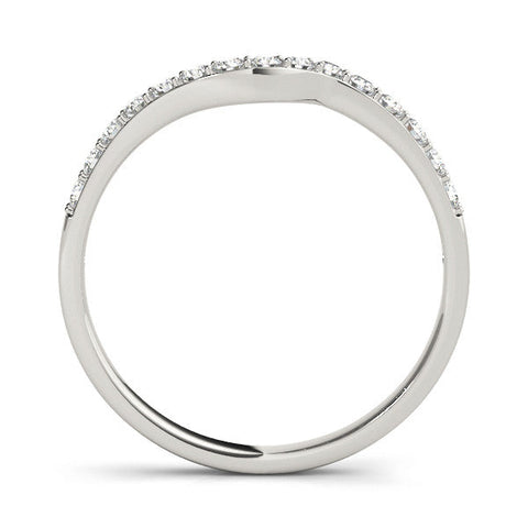White gold Pavé Round Diamond Curved Band with Prong Setting