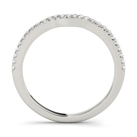 Platinum Pavé Round Diamond Curved Wedding Band with Shared Prong Setting