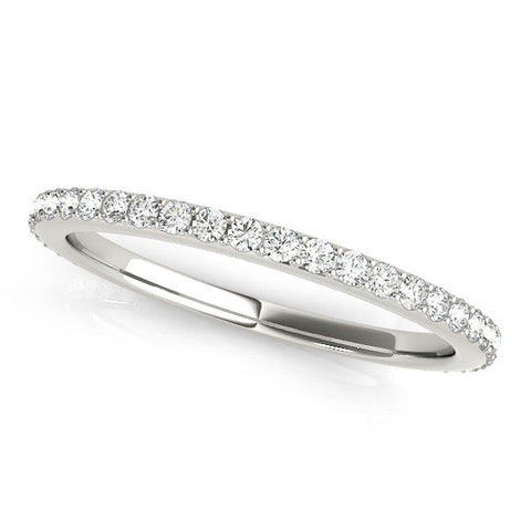 White gold Pavé Round Diamond Eternity Band with Shared Prong Setting