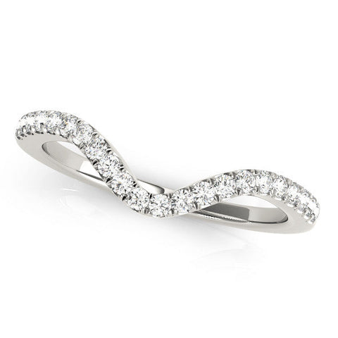Platinum Pavé Round Diamond Infinity Twist Band with Shared Prong Setting