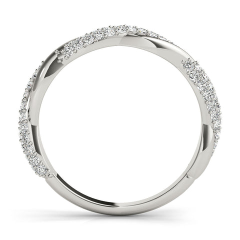 Platinum Pavé Round Diamond Twist Eternity Band with Prong Setting