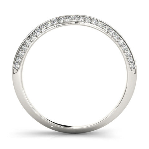 Platinum Pavé Round Diamond Wave Band with Shared Prong Setting