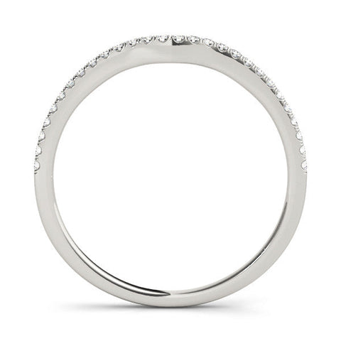 Platinum Pavé Set Round Diamond Curved Band with Shared Prong Setting