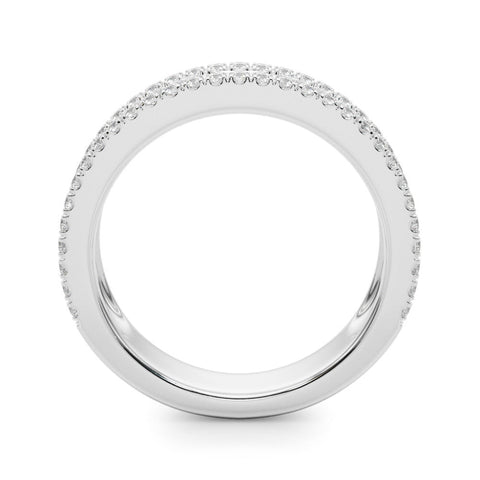 White gold Pave Round and Baguette Diamond Eternity Band with Channel and Prong Setting