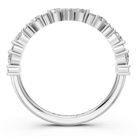 White Gold Pear & Round Diamond Wedding Band