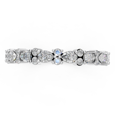 White Gold Pear & Round Diamond Wedding Band
