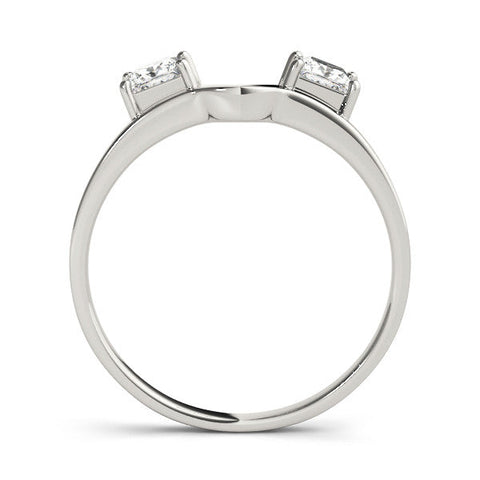 Platinum Princess-Cut Dual Stone Open Band with Four-Prong Setting