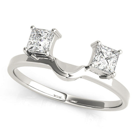 Platinum Princess-Cut Dual Stone Open Band with Four-Prong Setting