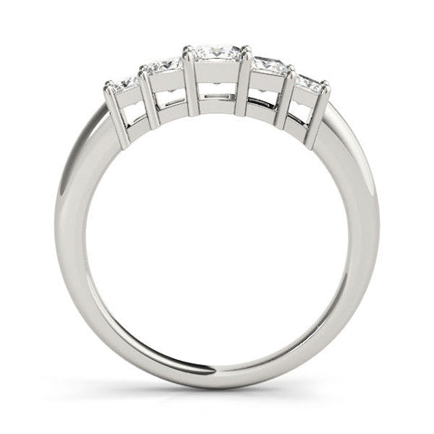 White gold Princess Cut Five-Stone Prong Set Diamond Band