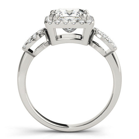 White gold Princess Cut Halo Diamond Infinity Band with Four-Prong Setting