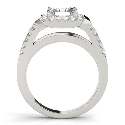 White gold Princess Cut Halo Split Shank Prong Set Ring
