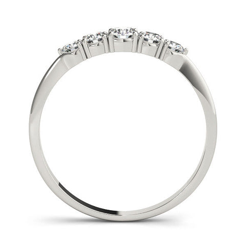 Platinum Round Brilliant Diamond Half-Eternity Band with Prong Setting