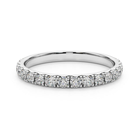 White gold Round Cut Diamond Eternity Band with Shared Prong Setting