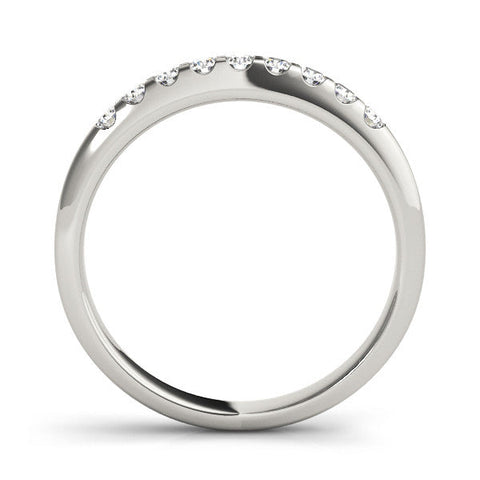 White gold Round Cut Diamond Half-Eternity Band with Shared Prong Setting