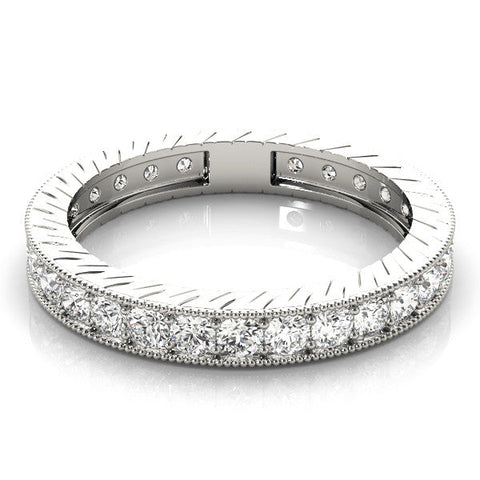 Platinum Round Cut Diamond Milgrain Bezel Set Eternity Band