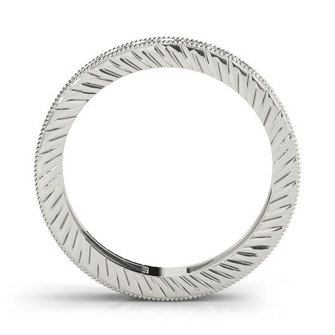 Platinum Round Cut Diamond Milgrain Bezel Set Eternity Band