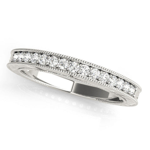 White gold Round Cut Diamond Milgrain Eternity Band with Channel Setting