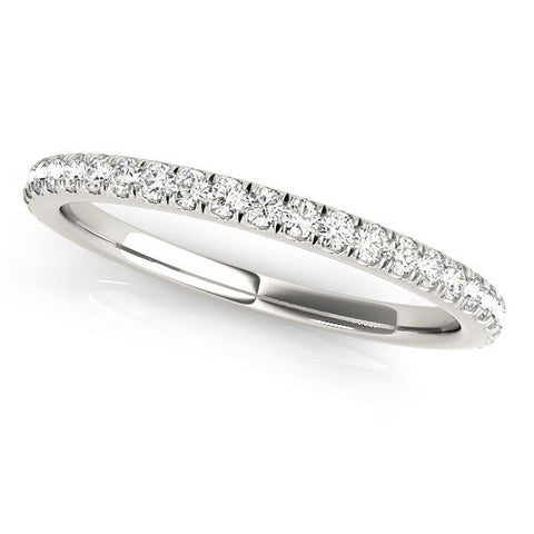 White gold Round Cut Diamond Pavé Eternity Band with Shared Prong Setting