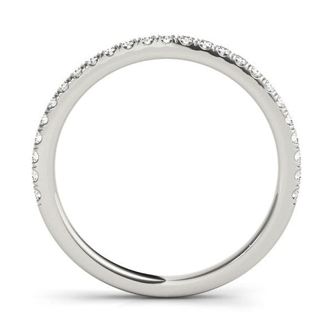 White gold Round Cut Diamond Pavé Eternity Band with Shared Prong Setting