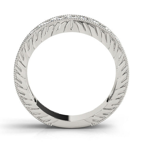 Platinum Round Cut Diamond Pave Eternity Band with Bead Prong Setting