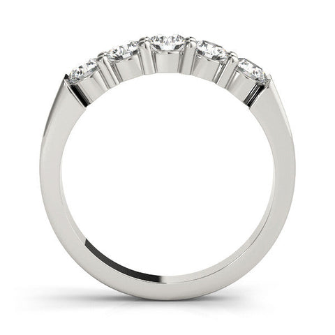 Platinum Round Cut Diamond Prong Set Half-Eternity Band