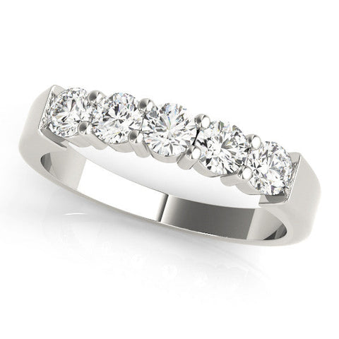 Platinum Round Cut Diamond Prong Set Half-Eternity Band