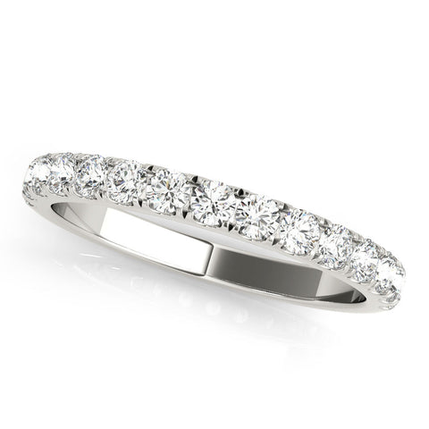 White gold Round Diamond Classic Half Eternity Band with Shared Prong Setting