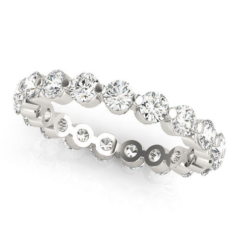 White gold Round Diamond Eternity Band with Scalloped Prong Setting